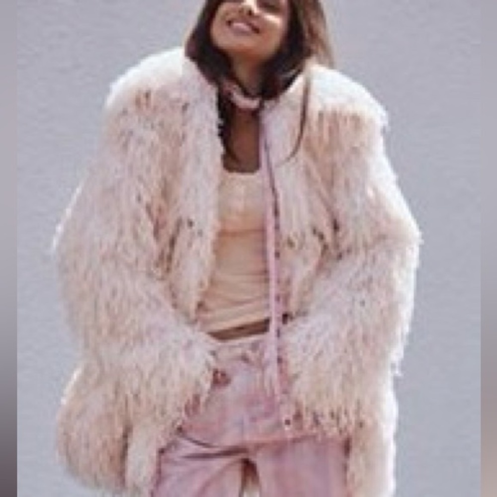 Free People Faux Fur Pink Shag Coat NWT SOLD OUT EVERYWHERE! SIMPLY STUNNING